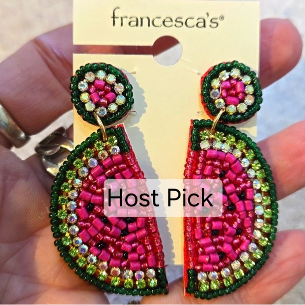 Francesca's Collections Beaded Watermelon Dangle Earrings